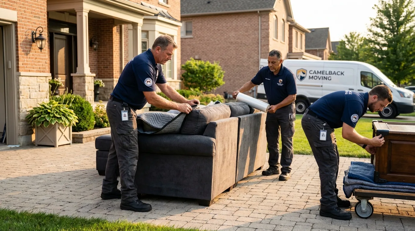 Large estate moving crew wrapping furniture in Sulphur, OK